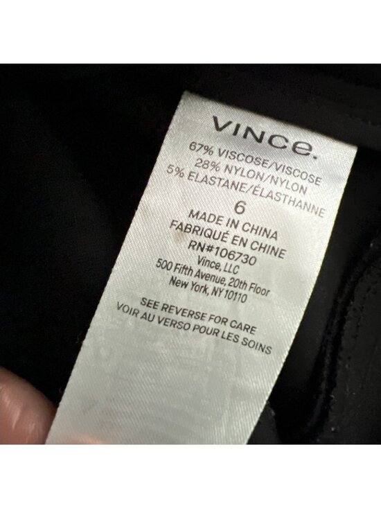 Vince Tapered Stove Pipe Pant Womens 6 Black Pintuck Ponte Full Length - Picture 16 of 16